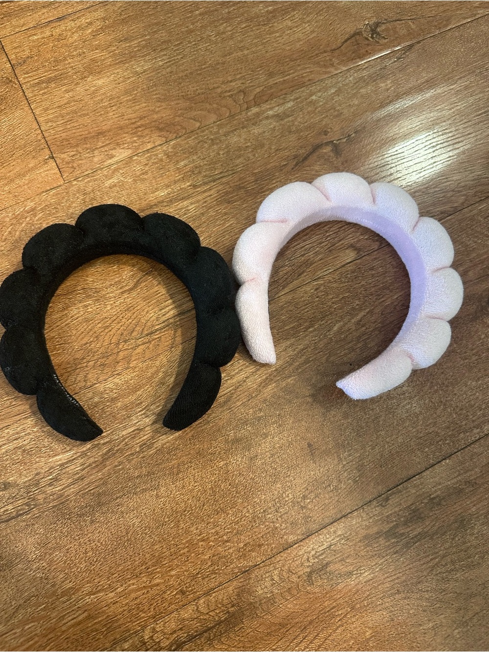 Puffy headbands for makeup - Black and Light Pink